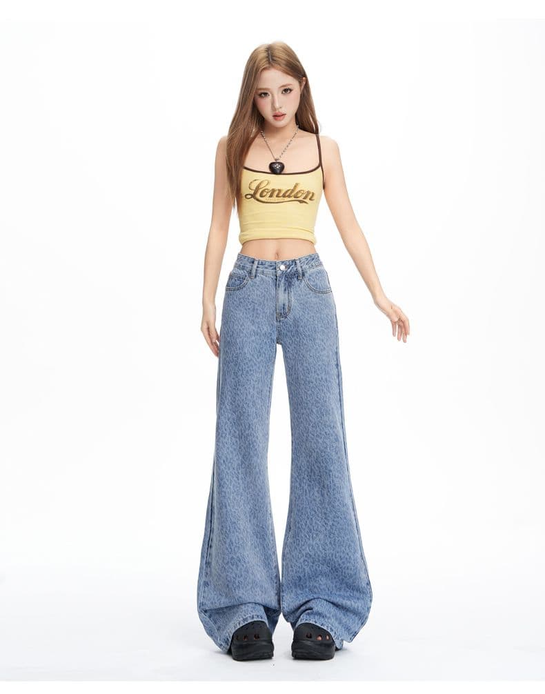 레오파드 무늬 나팔 청바지 여성 새로운 로우 웨이스트 핫걸 바닥 청소 아니요 막대기 다리 부츠컷 바지 상세 이미지 21