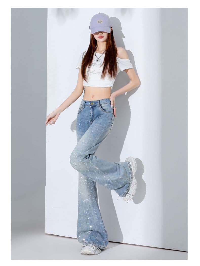 핫픽스 카키 색 마이크로 나팔 청바지 여성 새로운 핫걸 로우 웨이스트 슬림해 보이는 나팔 바지 9 포인트 긴 바지 길이 연장 상세 이미지 14