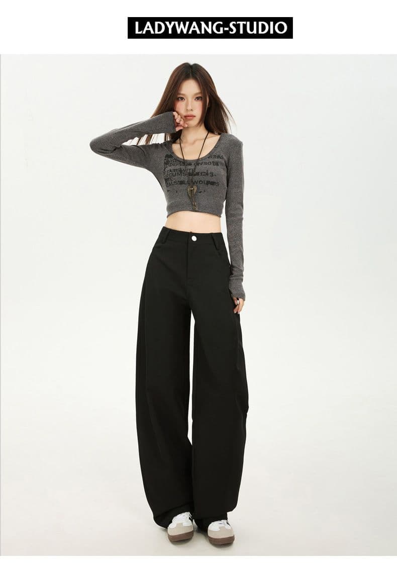 차 화이트 모통이 칼 캐주얼 바지 여성 2026 년 봄 여름 새로운 하이웨이스트 다용도 루즈핏 슬림해 보이는 넓은 다리 바닥 청소 바지 상세 이미지 30