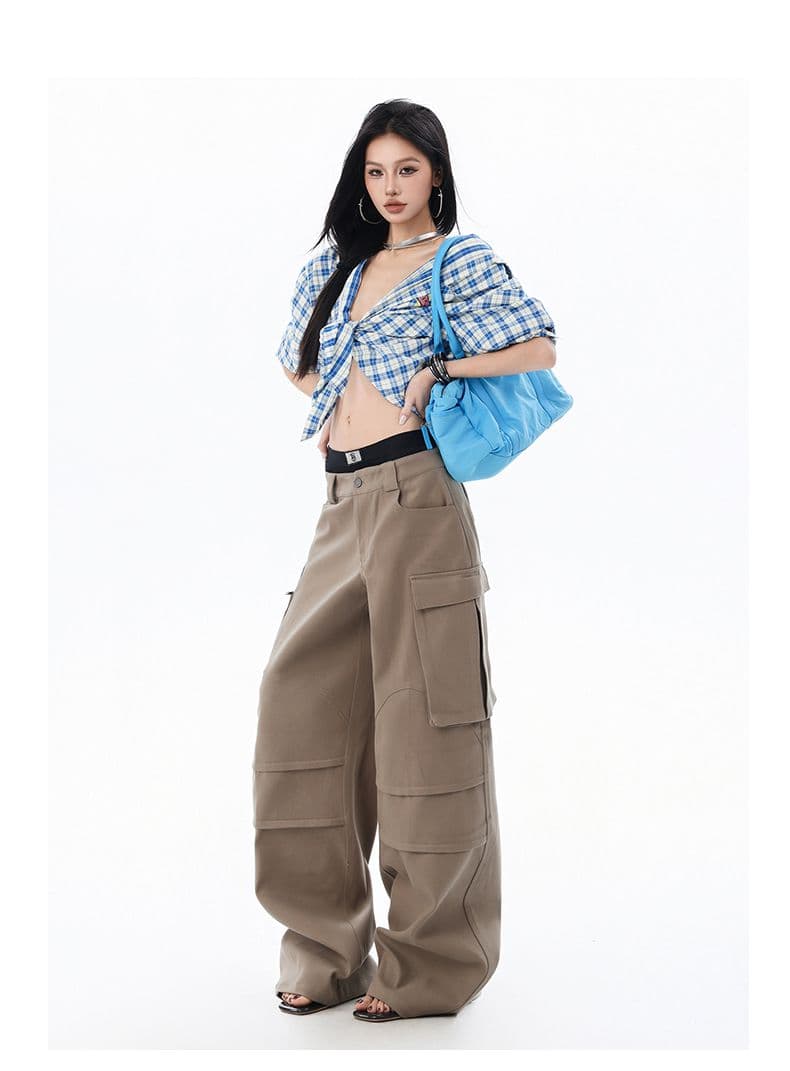 아메리칸 레트로 루즈핏 캐주얼 기타 주머니 루즈핏 넓은 다리 워크웨어 데님 바닥 청소 바지 아이들 상세 이미지 11
