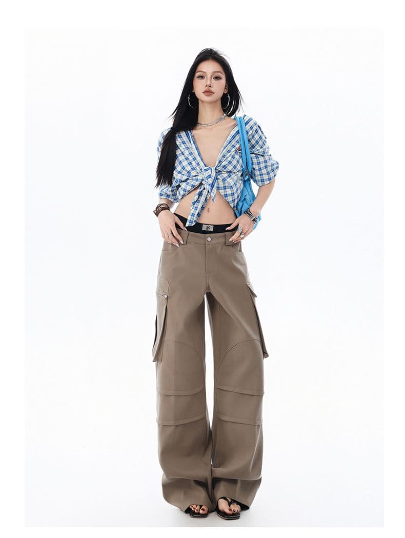 아메리칸 레트로 루즈핏 캐주얼 기타 주머니 루즈핏 넓은 다리 워크웨어 데님 바닥 청소 바지 아이들 상세 이미지 15