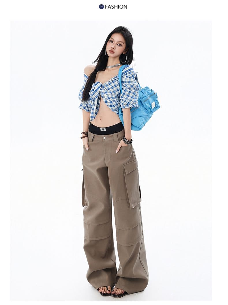 아메리칸 레트로 루즈핏 캐주얼 기타 주머니 루즈핏 넓은 다리 워크웨어 데님 바닥 청소 바지 아이들 상세 이미지 17