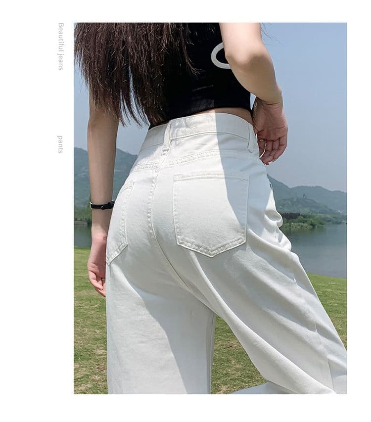얇고 가벼운 통기성 화이트 청바지 여성 주간 실크 세 국방 원단 2026 여름 새로운 하이웨이스트 루즈핏 와이드 레그 팬츠 상세 이미지 27