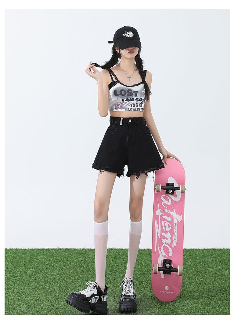 핑크색 아메리칸 데님 반바지 여성 여름 2026 새로운 하이웨이스트 디자인 센스 한 마디 다리 뜨거운 바지 ins 트렌디 상세 이미지 31