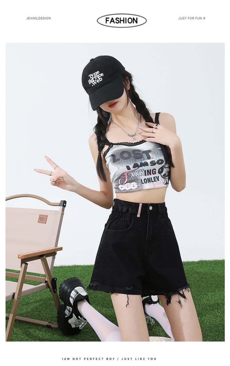 핑크색 아메리칸 데님 반바지 여성 여름 2026 새로운 하이웨이스트 디자인 센스 한 마디 다리 뜨거운 바지 ins 트렌디 상세 이미지 32