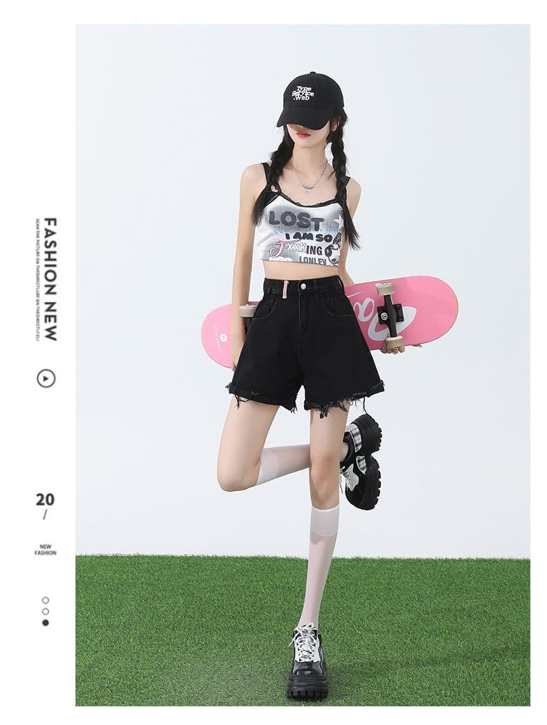 핑크색 아메리칸 데님 반바지 여성 여름 2026 새로운 하이웨이스트 디자인 센스 한 마디 다리 뜨거운 바지 ins 트렌디 상세 이미지 34