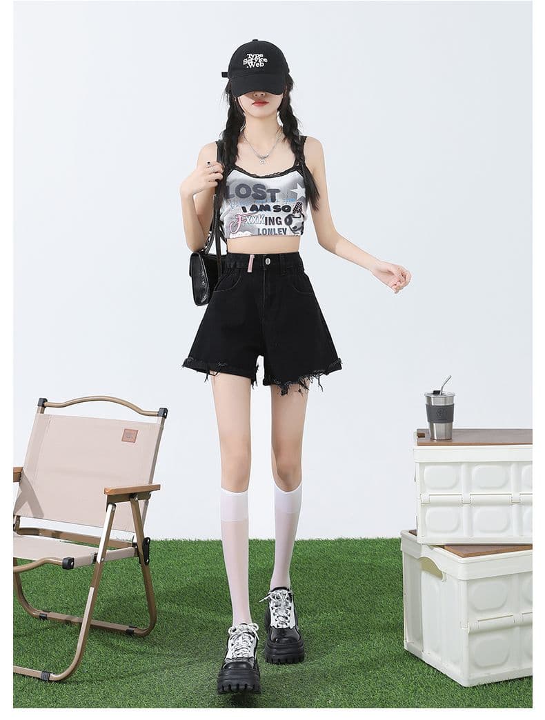 핑크색 아메리칸 데님 반바지 여성 여름 2026 새로운 하이웨이스트 디자인 센스 한 마디 다리 뜨거운 바지 ins 트렌디 상세 이미지 36