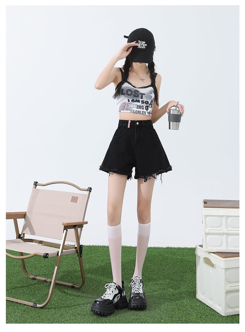 핑크색 아메리칸 데님 반바지 여성 여름 2026 새로운 하이웨이스트 디자인 센스 한 마디 다리 뜨거운 바지 ins 트렌디 상세 이미지 37