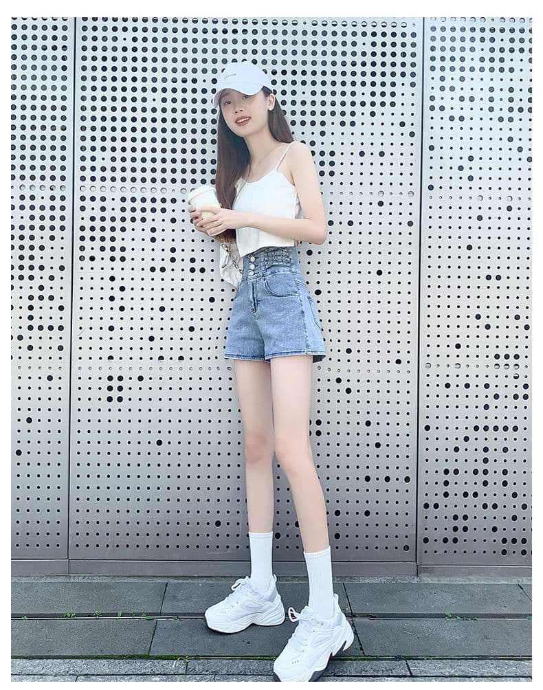 몸매 가꾸기 세 버클 디자인 센스 작은 대중 여름 한 마디 슬림해 보이는 뜨거운 반바지 gir. 상세 이미지 17