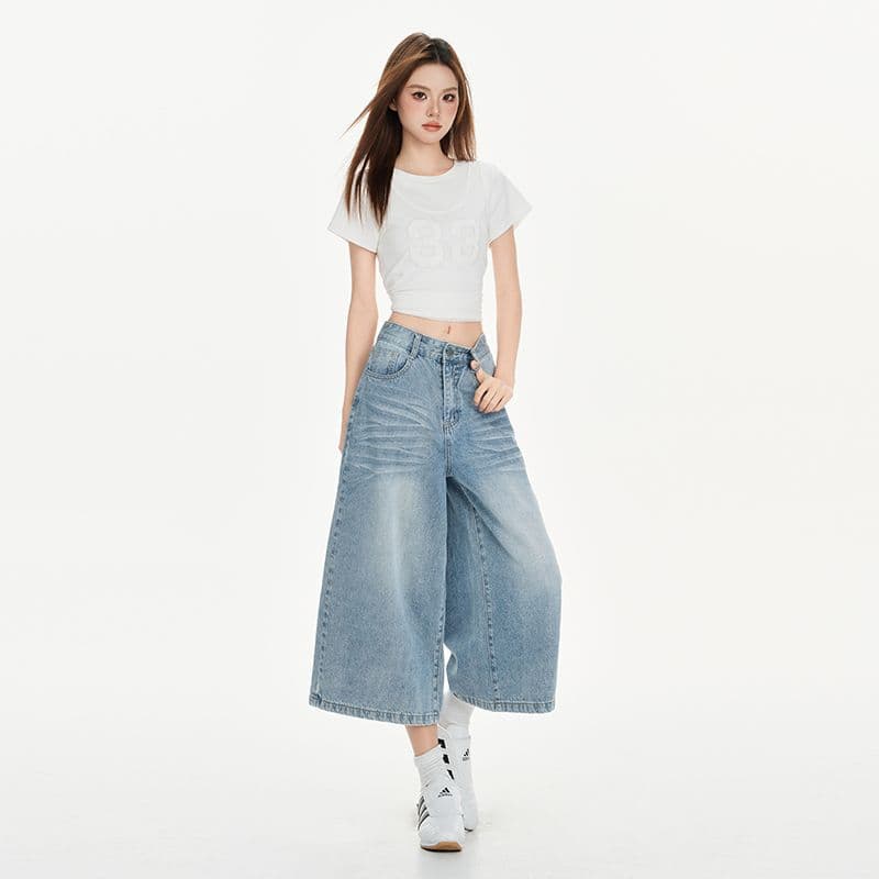 아메리칸 레트로 빙하 블루 하이웨이스트 루즈핏 스트레이트 봄 여름 다용도 일곱 백 바지 청바지 여성 2026 새로운 이미지 4