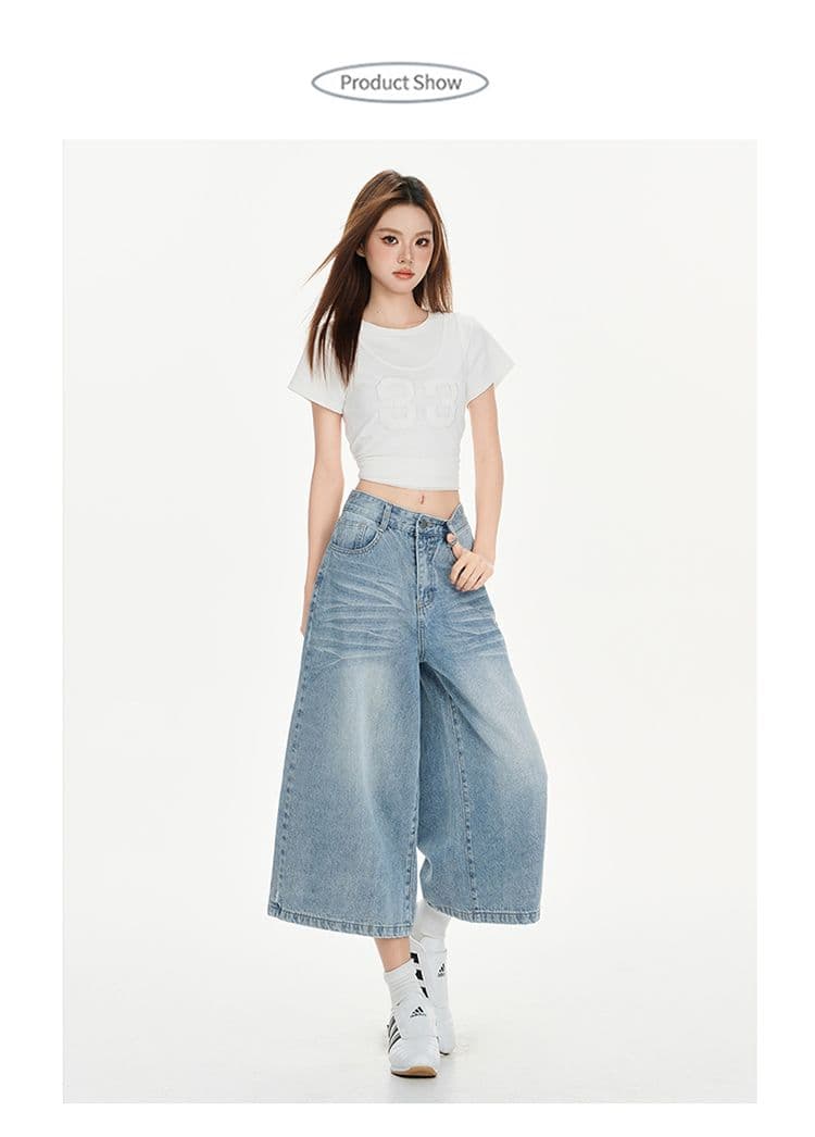 아메리칸 레트로 빙하 블루 하이웨이스트 루즈핏 스트레이트 봄 여름 다용도 일곱 백 바지 청바지 여성 2026 새로운 상세 이미지 4