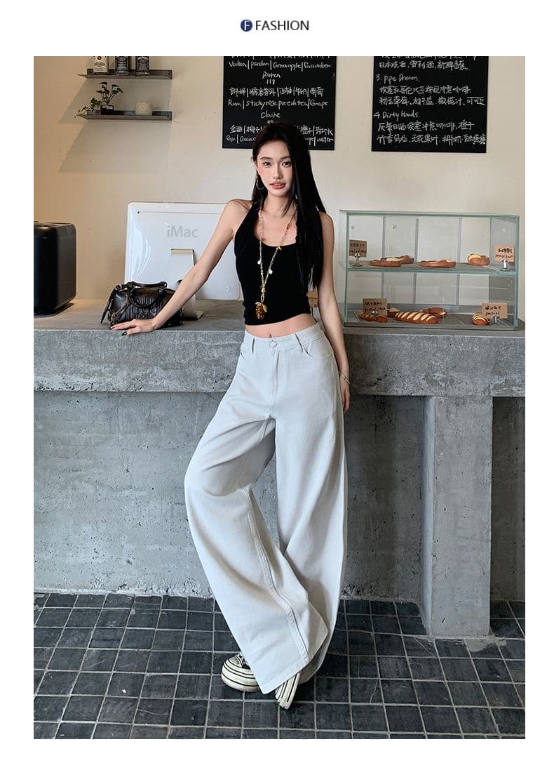아메리칸 모통이 칼 청바지 2026 여성 봄 새로운 작은 대중 디자인 센스 하이웨이스트 슬림해 보이는 루즈핏 캐주얼 와이드 레그 팬츠 어린이 상세 이미지 29