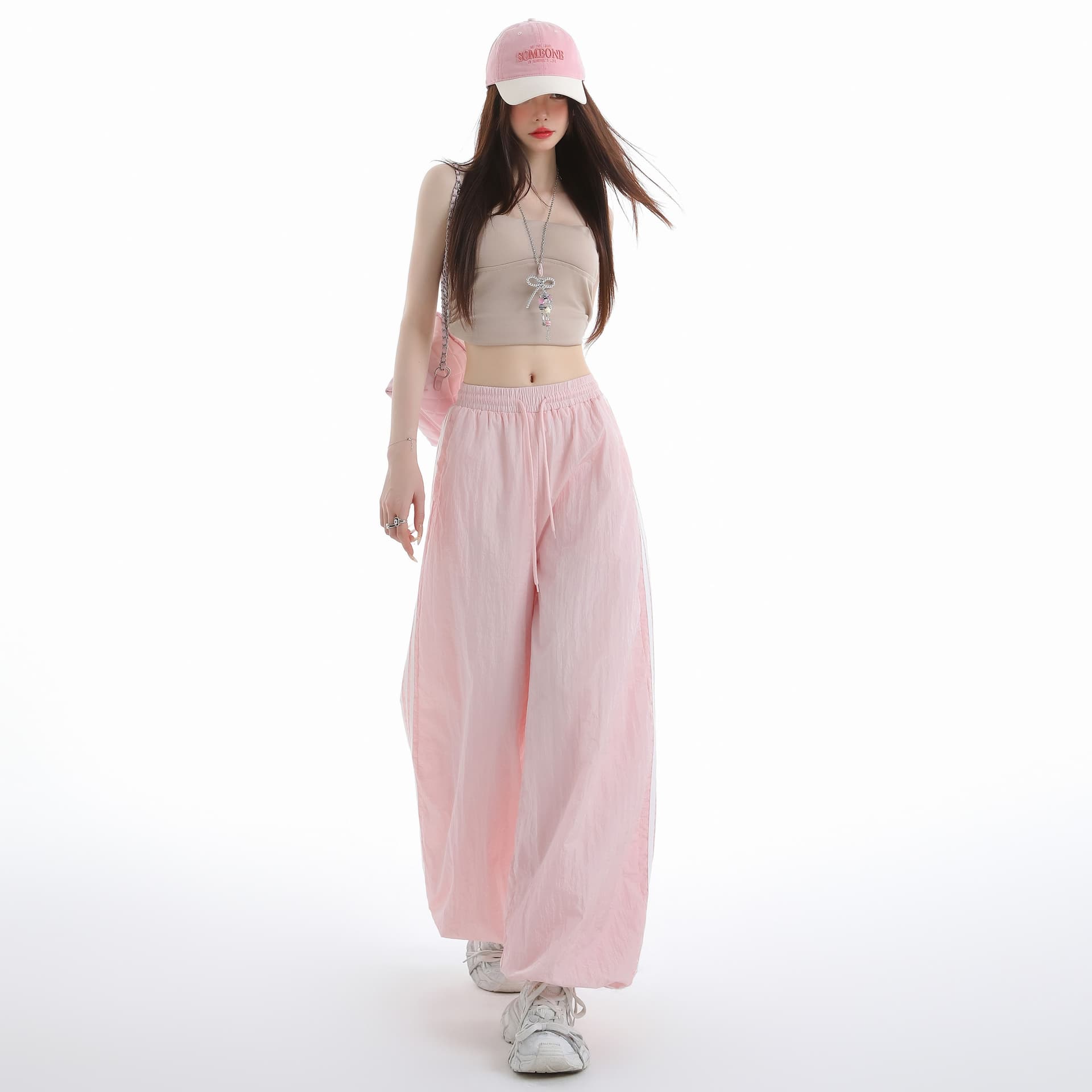 포함 안감 같은 단락 아메리칸 스트라이프 속도 건조한 운동 바지 여성 여름 얇은 스타일 넓은 다리 랜턴 워크웨어 팬츠 이미지 2