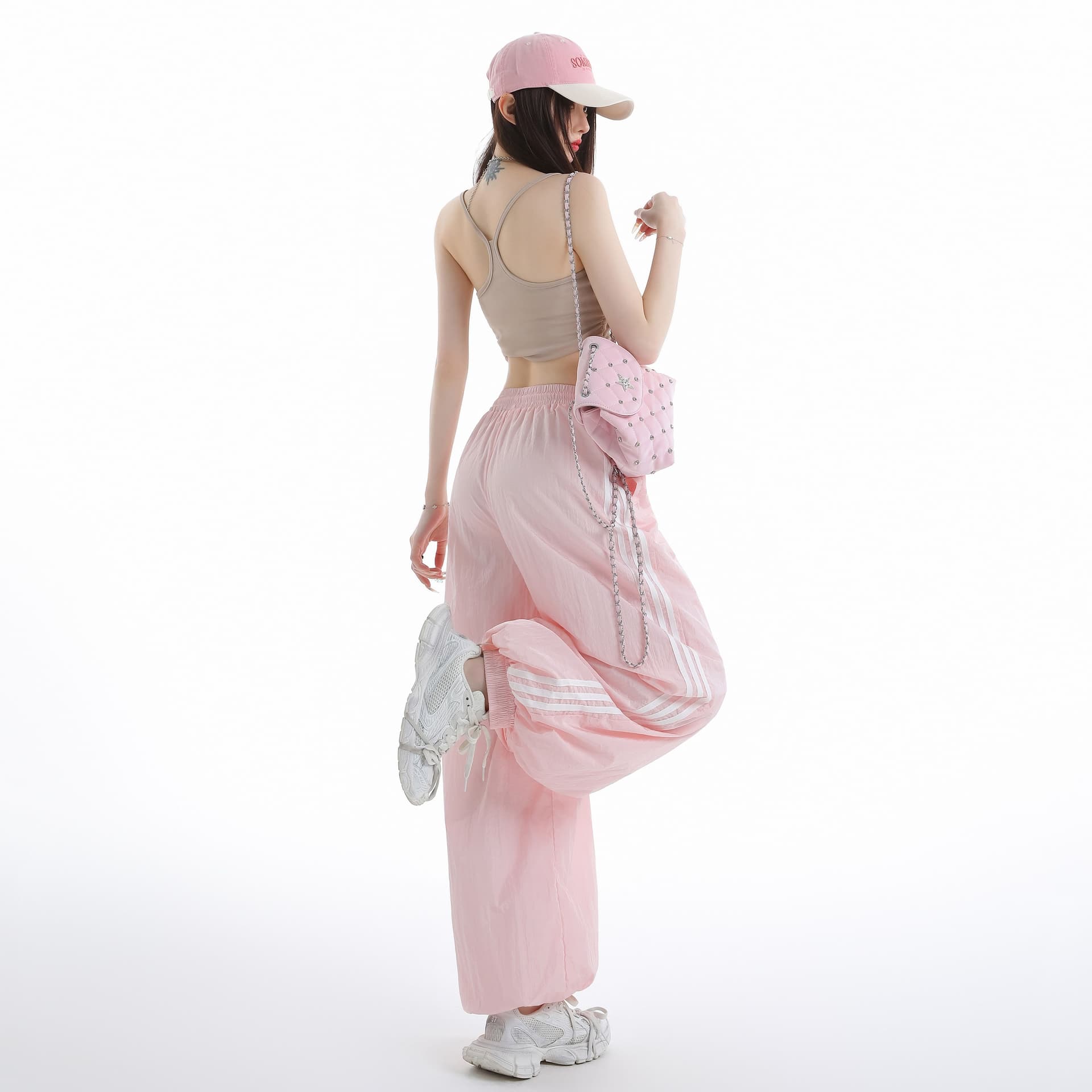 포함 안감 같은 단락 아메리칸 스트라이프 속도 건조한 운동 바지 여성 여름 얇은 스타일 넓은 다리 랜턴 워크웨어 팬츠 이미지 5