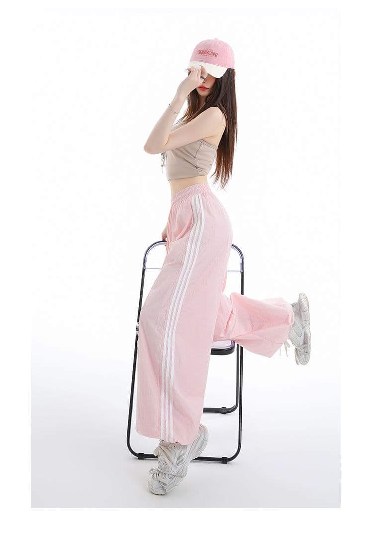포함 안감 같은 단락 아메리칸 스트라이프 속도 건조한 운동 바지 여성 여름 얇은 스타일 넓은 다리 랜턴 워크웨어 팬츠 상세 이미지 16