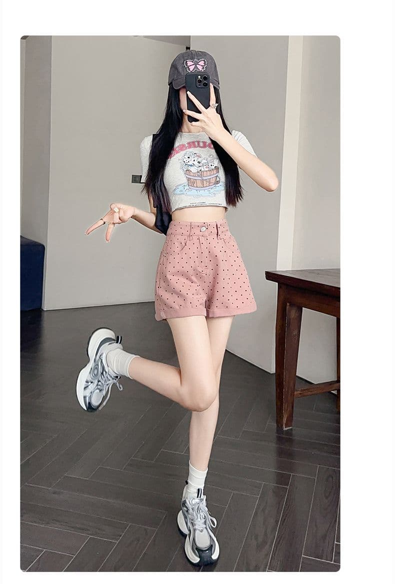 검정색 하이웨이스트 데님 반바지 여성 2026 여름 새로운 슬림해 보이는 한 마디 루즈핏 넓은 다리가 짧다. 바지 상세 이미지 18