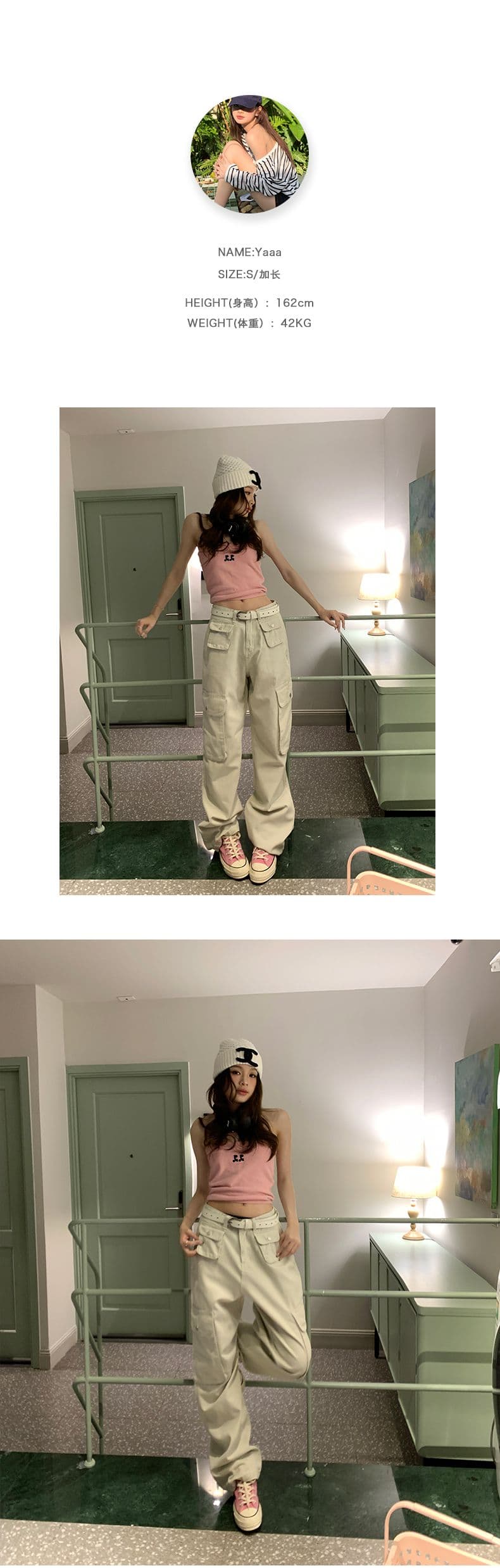 한 부서 워크웨어 쉬운 센스 일상 슬림해 보이는 기타 주머니 클래식 모래 색상 일반 길이 연장 상세 이미지 4