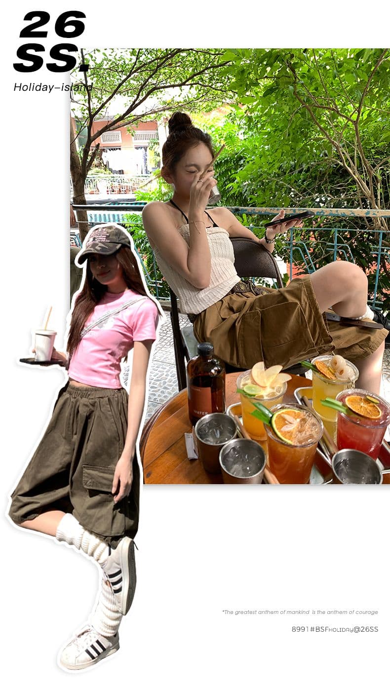여행 단편화 남아시아 느슨함 표지 고기 다용도 봄 여름 달콤한 차가운 거리 밖 일상 워크웨어 바지 상세 이미지 1