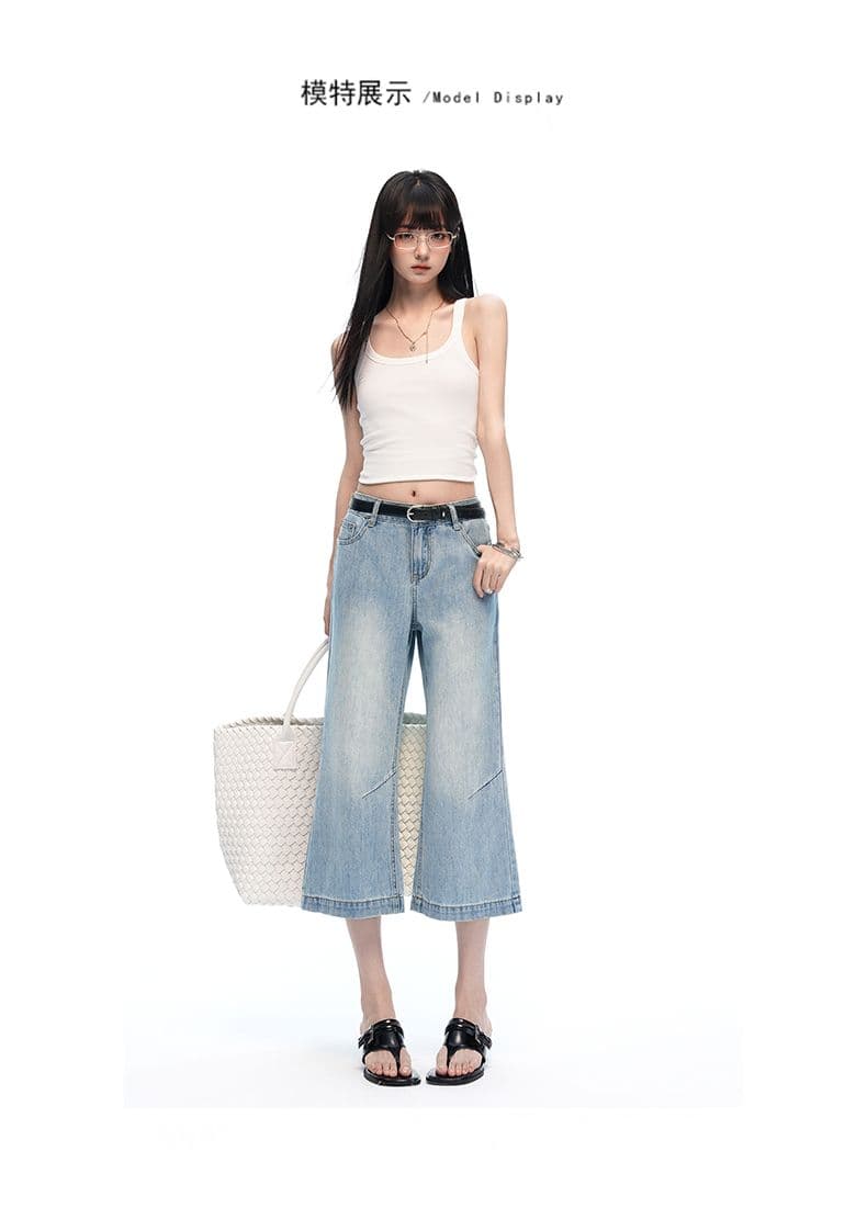 하늘색 아마 혼방 7 점 부츠컷 청바지 여성 26 여름 새로운 패션 트렌드 미니멀리즘 다용도 바지 상세 이미지 7