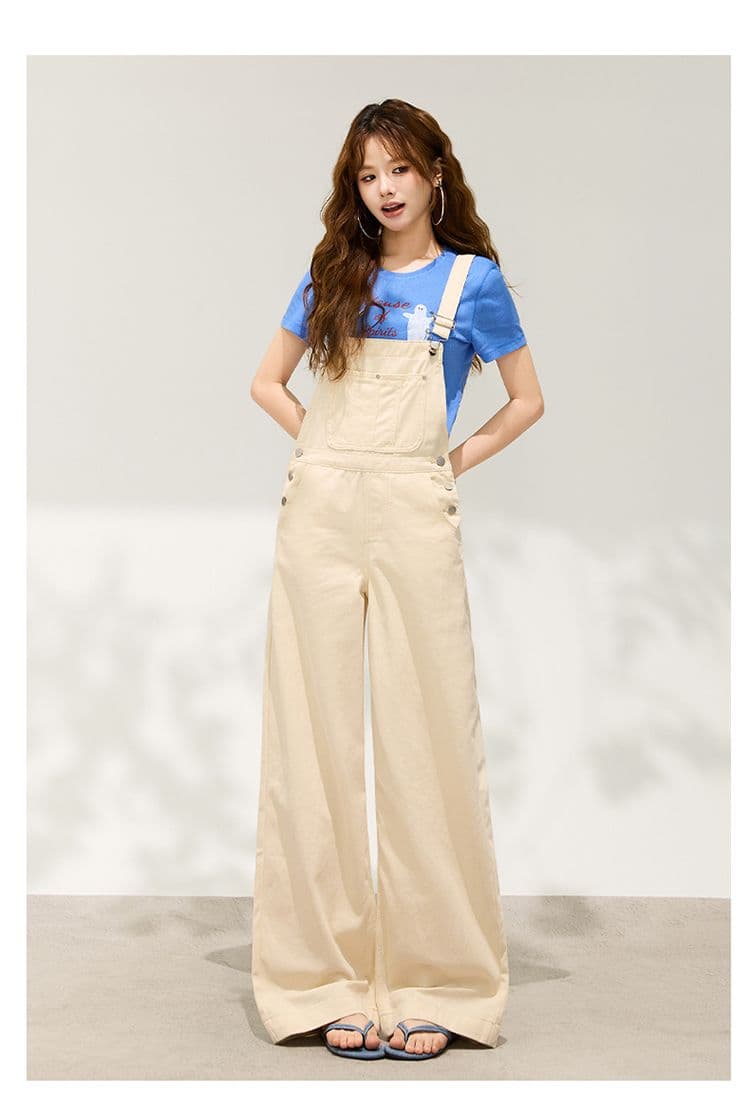 얕은 블루 넓은 다리 데님 멜빵 바지 여성 2026 이른 봄 새로운 다용도 레트로 루즈핏 슬림해 보이는 도루 센스 올인원 바지 상세 이미지 29
