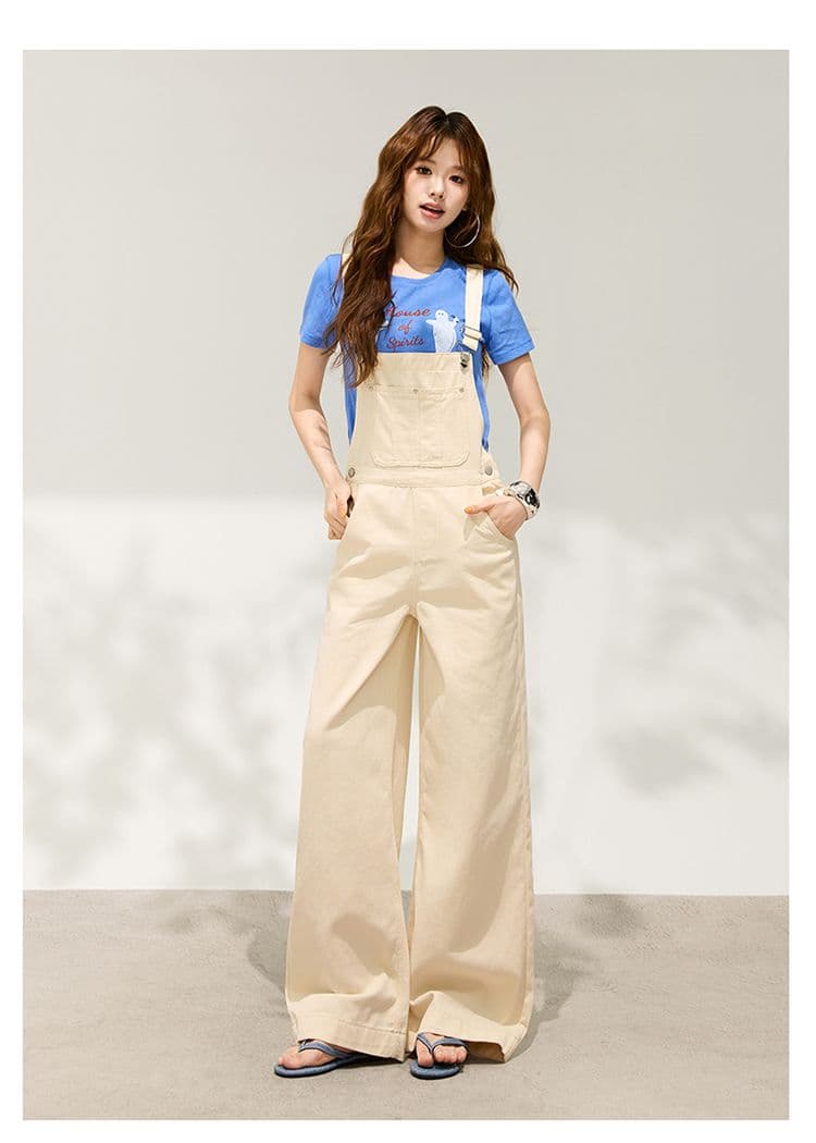 얕은 블루 넓은 다리 데님 멜빵 바지 여성 2026 이른 봄 새로운 다용도 레트로 루즈핏 슬림해 보이는 도루 센스 올인원 바지 상세 이미지 36