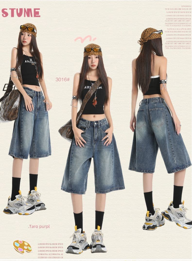 아메리칸 레트로 하늘색 넓은 다리 청바지 여성 2026 년 봄 여름 새로운 루즈핏 슬림해 보이는 바닥 청소 바지 상세 이미지 1