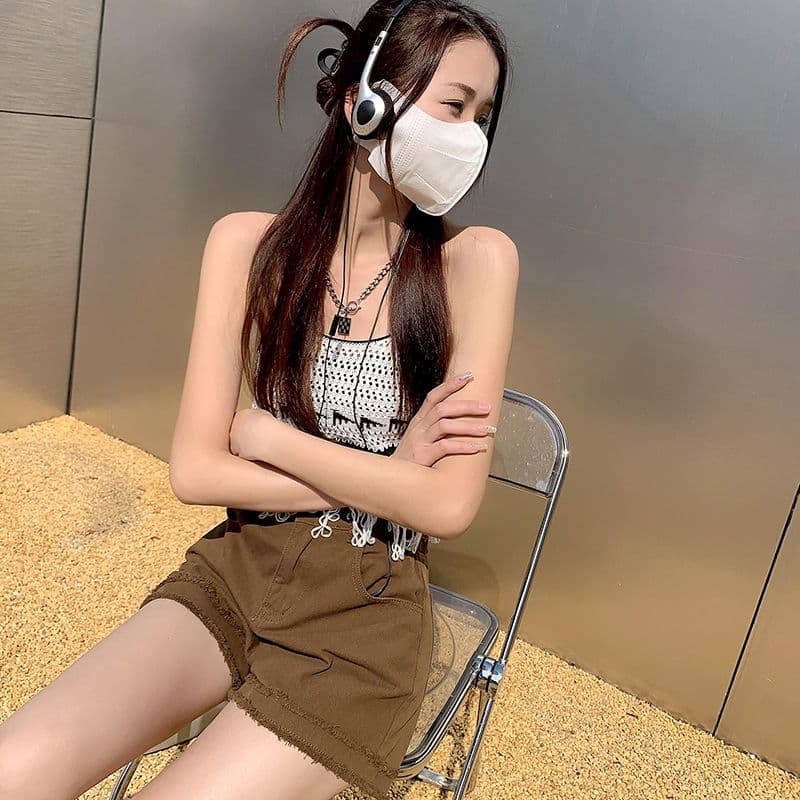 2026 여름 청바지 여성 반바지 하이웨이스트 얇은 허리 디자인 거친 가장자리 술 한 마디 반바지 루즈핏 슬림해 보이는 소녀 이미지 3