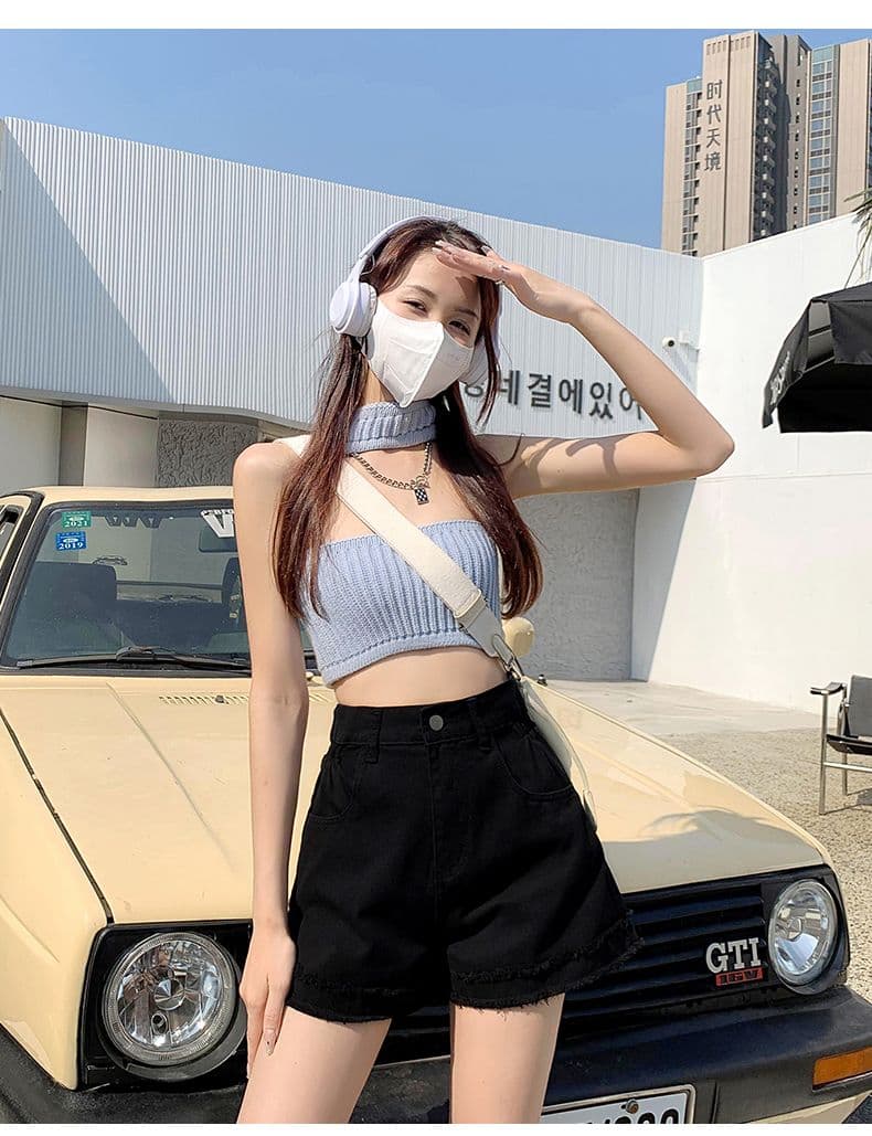 2026 여름 청바지 여성 반바지 하이웨이스트 얇은 허리 디자인 거친 가장자리 술 한 마디 반바지 루즈핏 슬림해 보이는 소녀 상세 이미지 14