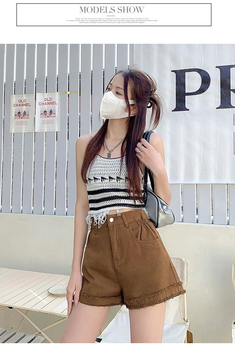 2026 여름 청바지 여성 반바지 하이웨이스트 얇은 허리 디자인 거친 가장자리 술 한 마디 반바지 루즈핏 슬림해 보이는 소녀 상세 이미지 21