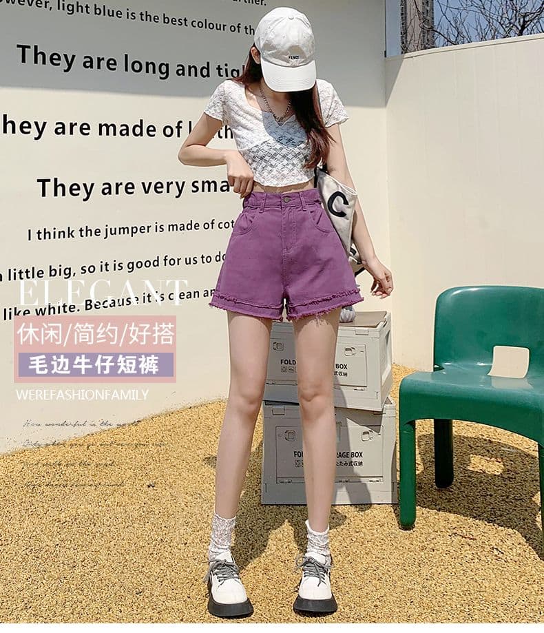 2026 여름 청바지 여성 반바지 하이웨이스트 얇은 허리 디자인 거친 가장자리 술 한 마디 반바지 루즈핏 슬림해 보이는 소녀 상세 이미지 29