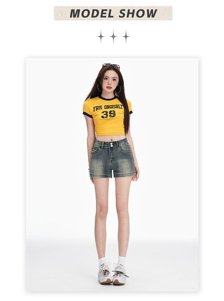 아메리칸 레트로 데님 반바지 여성 여름 2026 새로운 몸매 가꾸기 슬림해 보이는 로우 웨이스트 핫걸 한 마디 외출용 핫 바지 상세 이미지 5