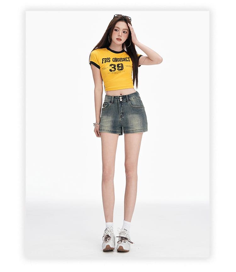 아메리칸 레트로 데님 반바지 여성 여름 2026 새로운 몸매 가꾸기 슬림해 보이는 로우 웨이스트 핫걸 한 마디 외출용 핫 바지 상세 이미지 6