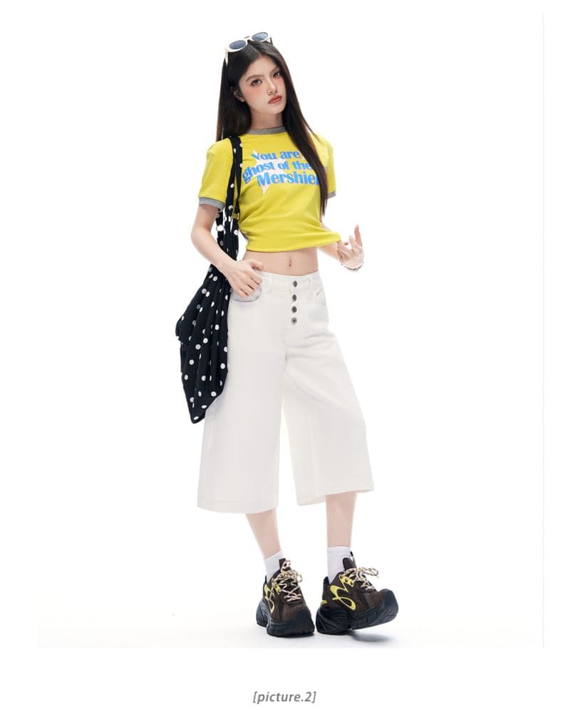 우아한 악당 핫걸 아메리칸 스트레이트 외국 가스 7 점 와이드 레그 팬츠 단추 디자인 센스 다용도 청바지 여성 상세 이미지 14