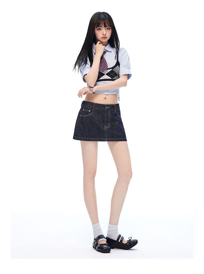 2026 한 부서 여름 새로운 단 닝 블루 데님 미니 스커트 다용도 트렌드 연령 감소 수 있습니다. 외출용 치마 여름 슬림해 보이는 상세 이미지 9