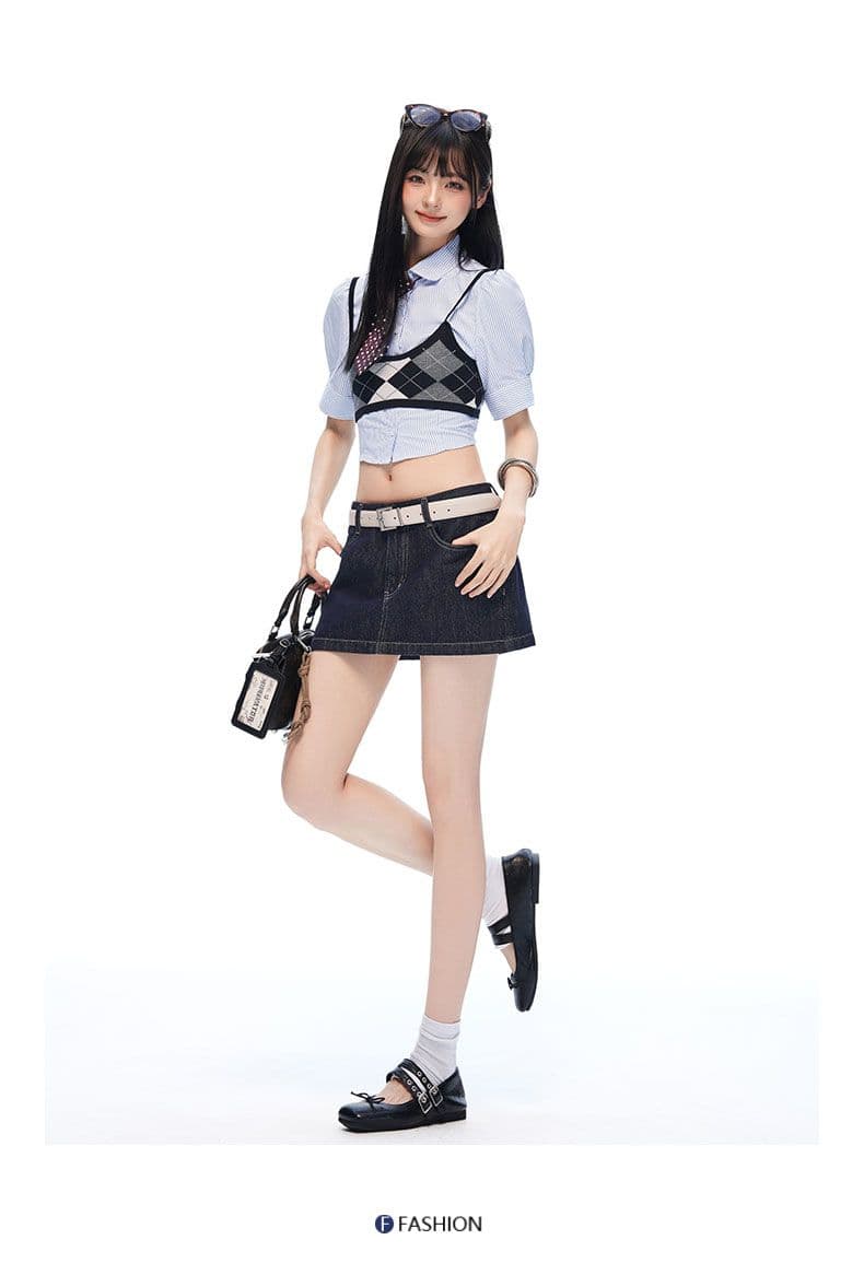 2026 한 부서 여름 새로운 단 닝 블루 데님 미니 스커트 다용도 트렌드 연령 감소 수 있습니다. 외출용 치마 여름 슬림해 보이는 상세 이미지 11