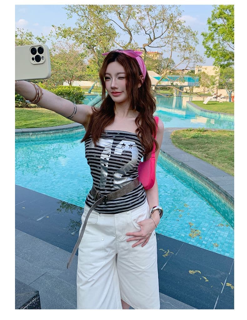 레트로 아메리칸 화이트 여름 새로운 루즈핏 스트레이트 디자인 섹션 다용도 슬림해 보이는 상세 이미지 12