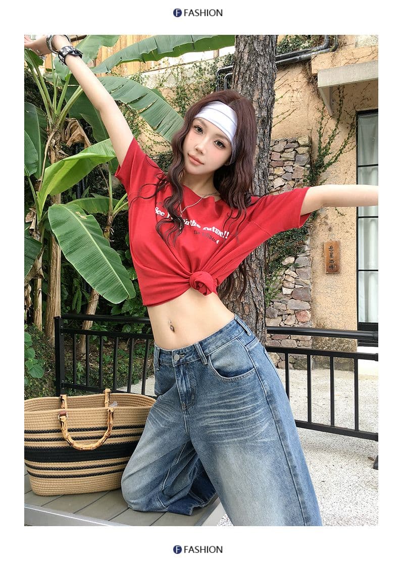 여름 새로운 아메리칸 레트로 워싱 마 오래된 질감 하이웨이스트 루즈핏 넓은 다리 7 점 데님 반바지 여성 상세 이미지 16