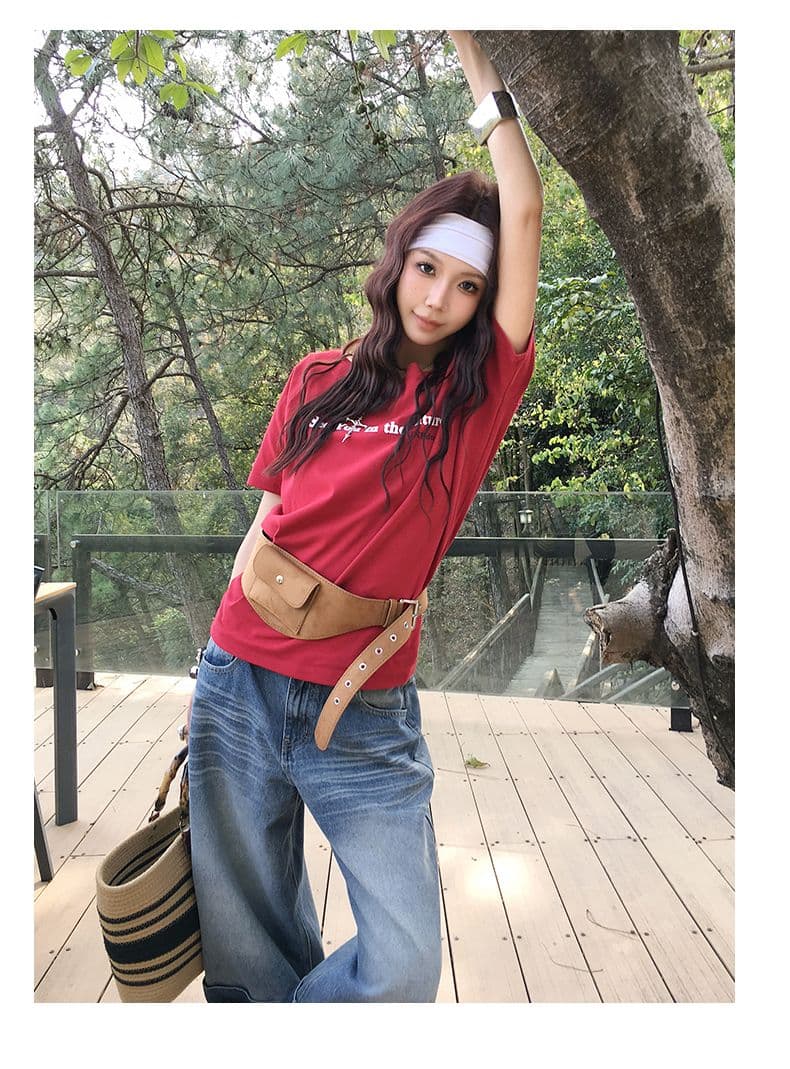여름 새로운 아메리칸 레트로 워싱 마 오래된 질감 하이웨이스트 루즈핏 넓은 다리 7 점 데님 반바지 여성 상세 이미지 18