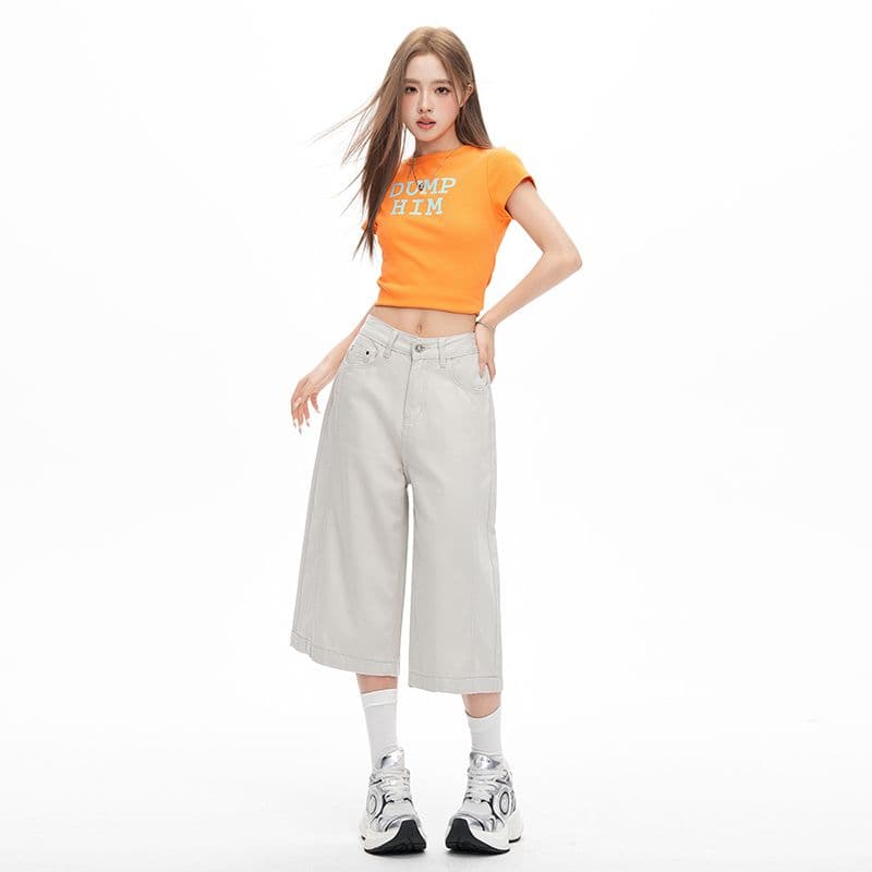 라이 경기 서울 주간 실크 화이트 핑크색 회색 데님 가죽 카드 여성 여름 얇은 스타일 차가운 센스 루즈핏 도루 센스 7부 바지 이미지 5