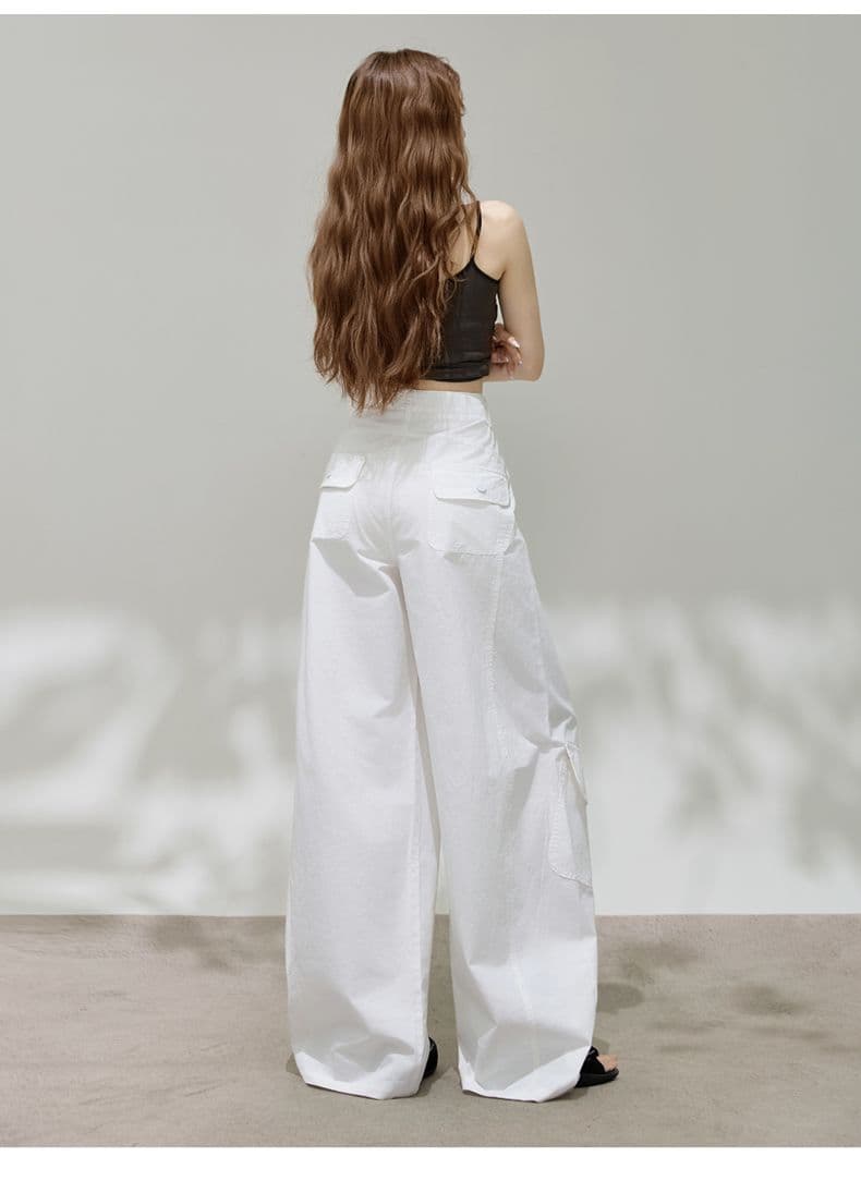 디자인 센스 아메리칸 레트로 핫걸 모통이 칼 바지 다용도 슬림해 보이는 기타 주머니 넓은 다리 워크웨어 캐주얼 바지 상세 이미지 25