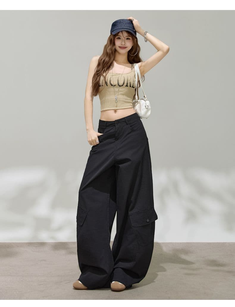 디자인 센스 아메리칸 레트로 핫걸 모통이 칼 바지 다용도 슬림해 보이는 기타 주머니 넓은 다리 워크웨어 캐주얼 바지 상세 이미지 30