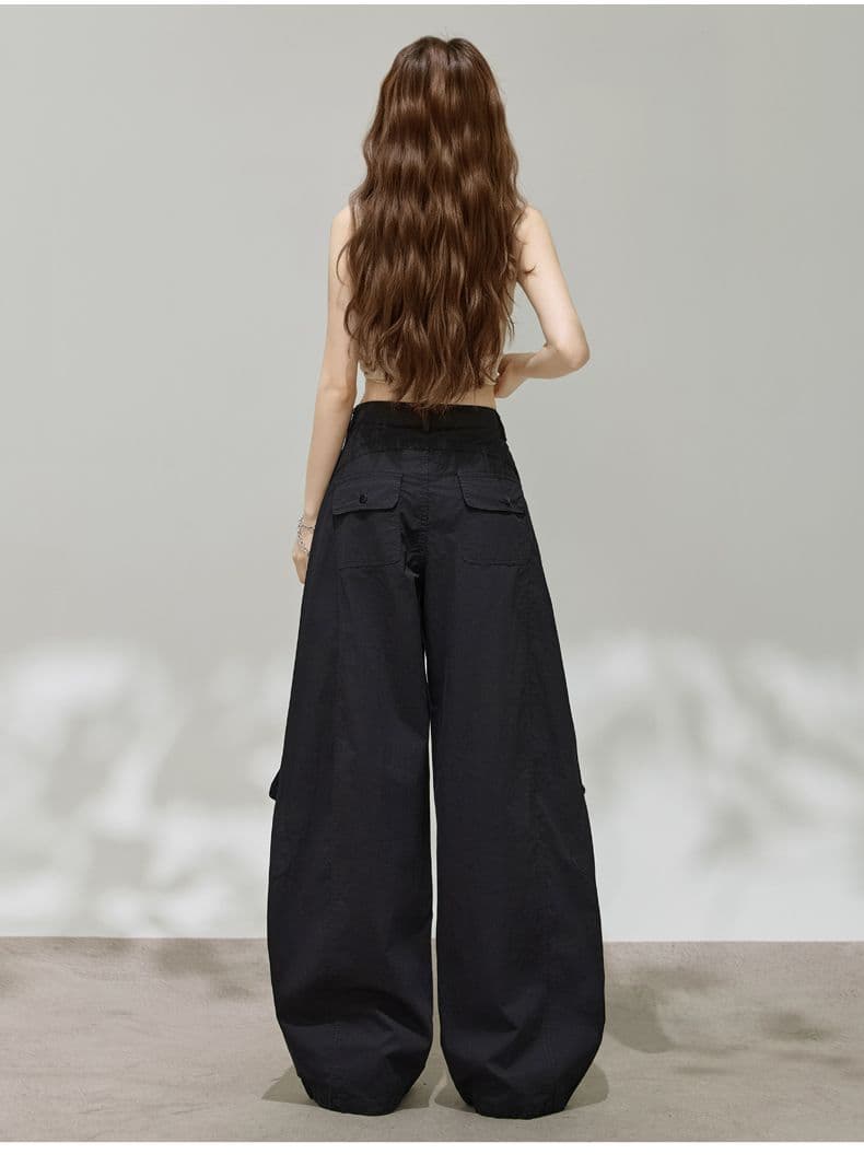 디자인 센스 아메리칸 레트로 핫걸 모통이 칼 바지 다용도 슬림해 보이는 기타 주머니 넓은 다리 워크웨어 캐주얼 바지 상세 이미지 32