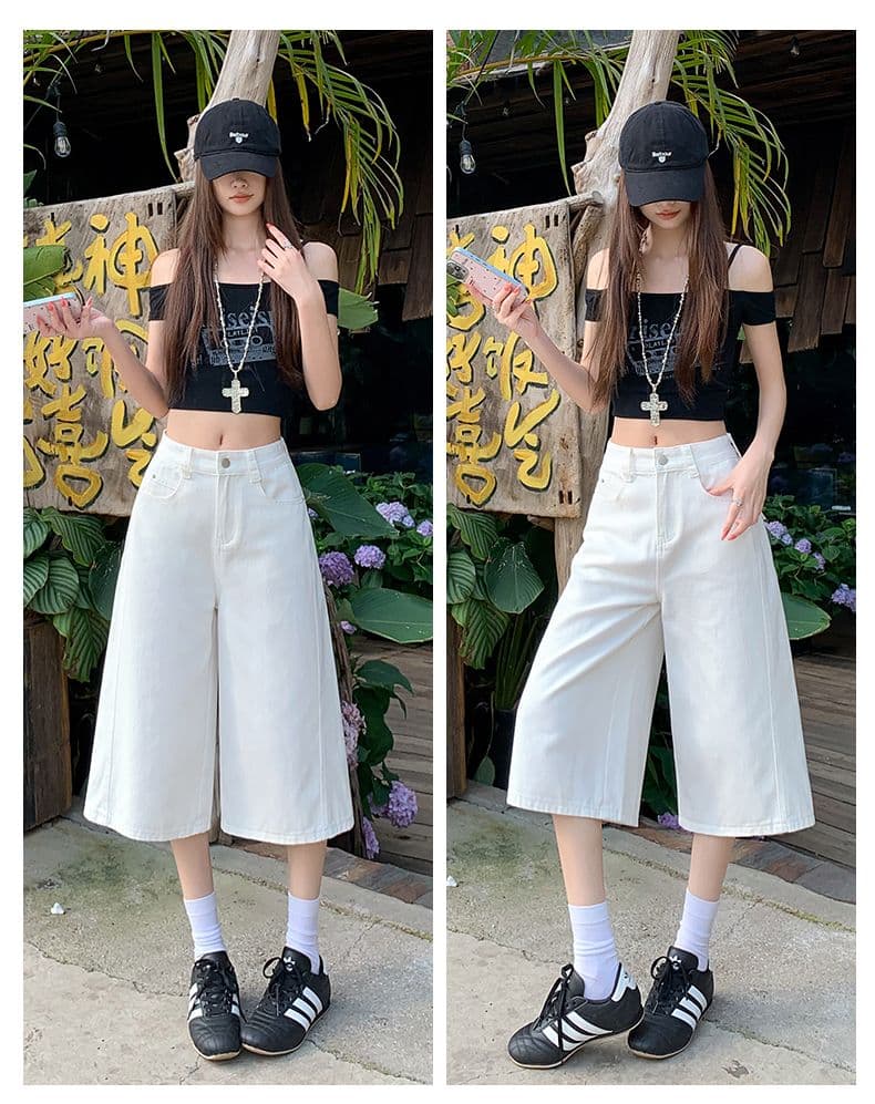 아메리칸 루즈핏 7 점 청바지 여성 여름 개성 디자인 루즈핏 넓은 다리 높음 거리 작은 키 스트레이트 바지 여성 상세 이미지 27