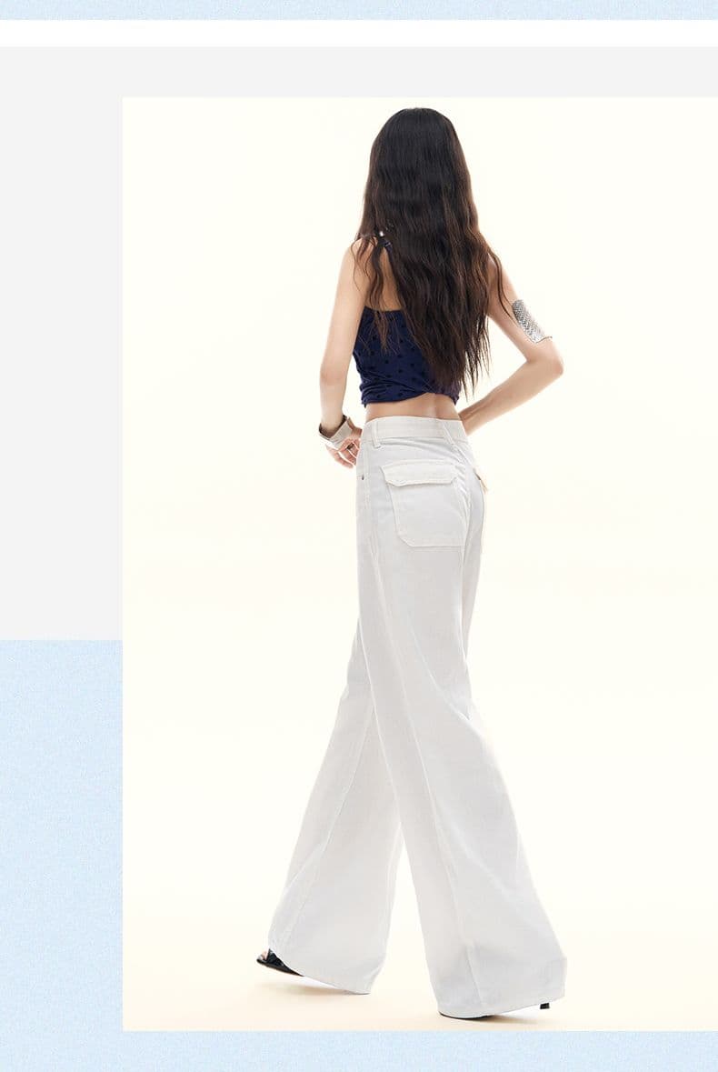 2026 대나무 마디 여름 라이 경기 서울 넓은 다리 청바지 여성 도루 센스 얇은 스타일 통기성 루즈핏 개성 주머니 바닥 청소 바지 상세 이미지 16
