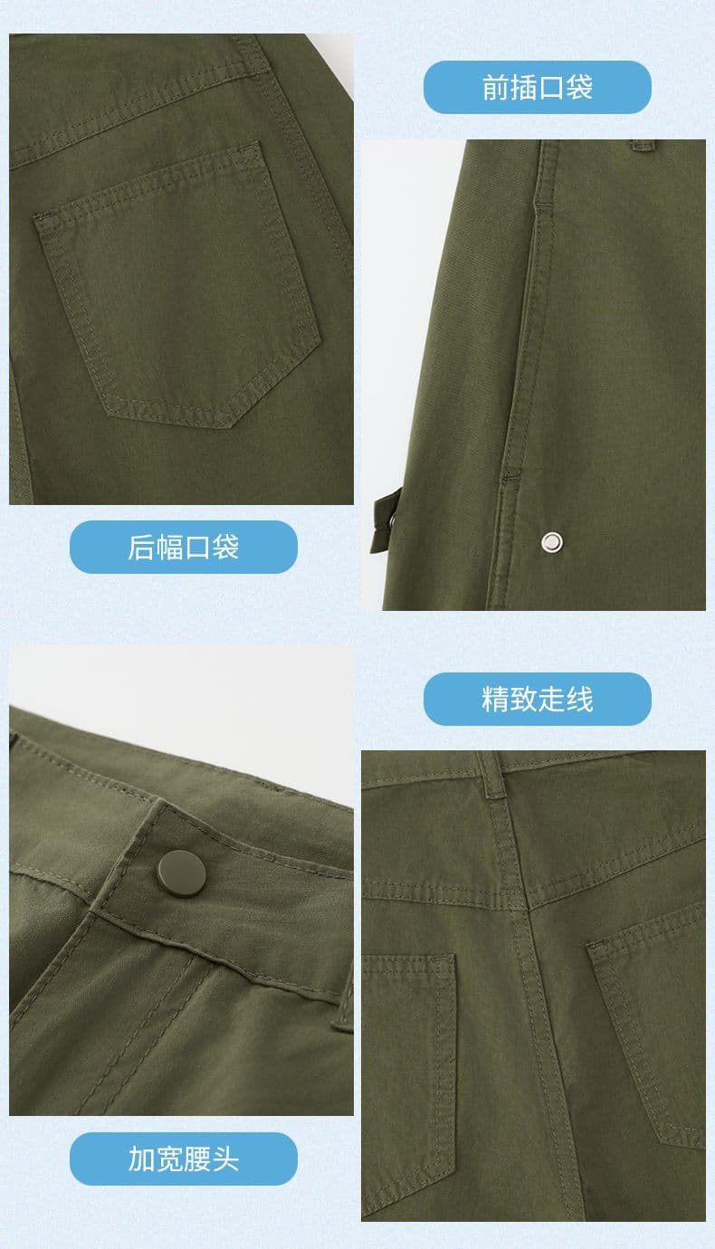 디자인 센스 아메리칸 레트로 핫걸 모통이 칼 바지 다용도 슬림해 보이는 기타 주머니 넓은 다리 워크웨어 캐주얼 바지 상세 이미지 10