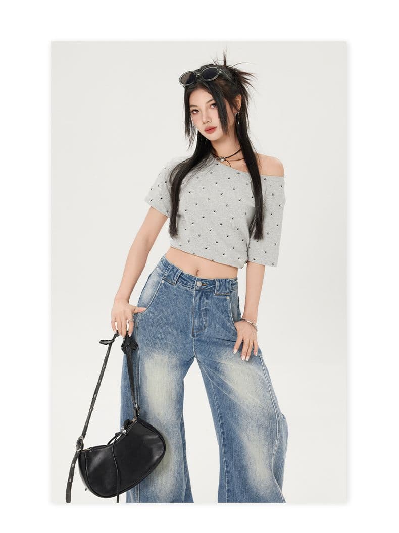아메리칸 레트로 낫 청바지 2026 가을 새로운 하이웨이스트 루즈핏 바나나 바지 디자인 센스 바닥 청소 와이드 레그 팬츠 상세 이미지 11