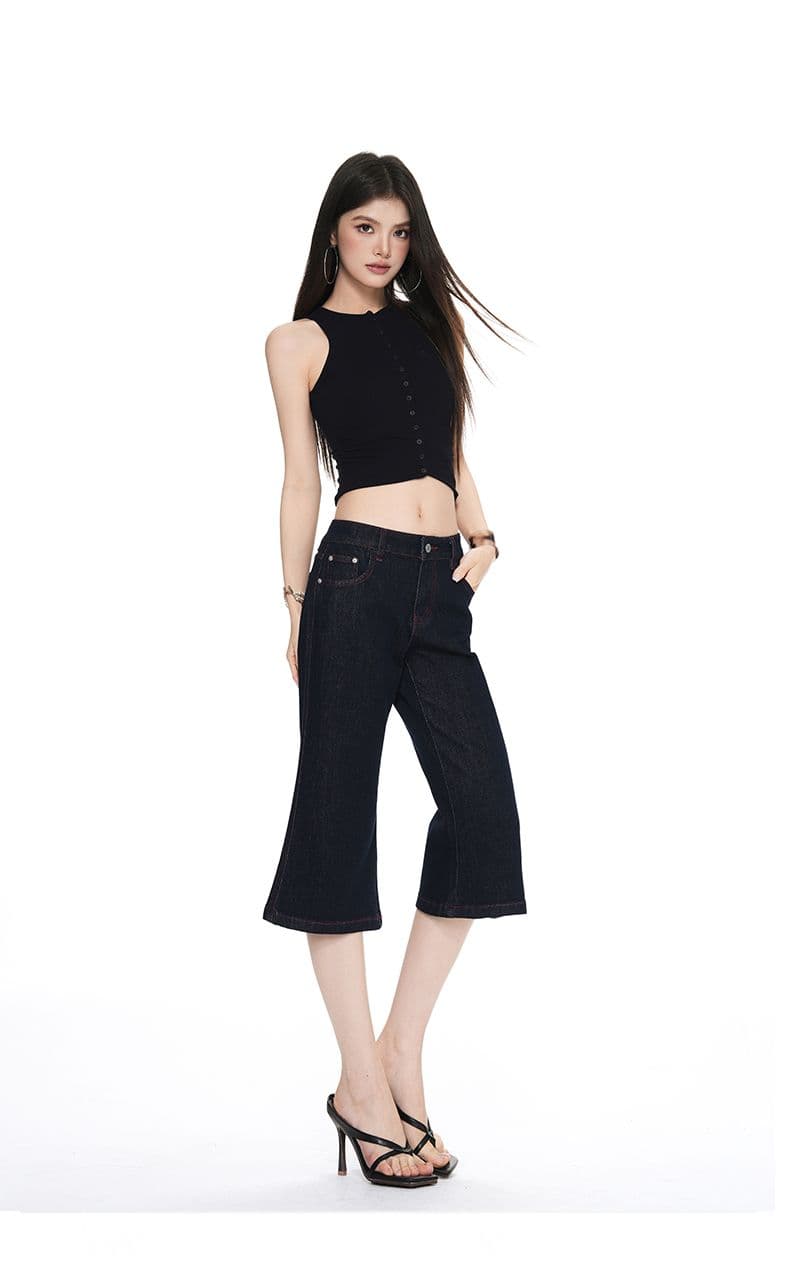 파란색 마 오래된 대나무 마디 질감 센스 8 점 여성 청바지 2026 여름 새로운 루즈핏 캐주얼 와이드 레그 팬츠 상세 이미지 10