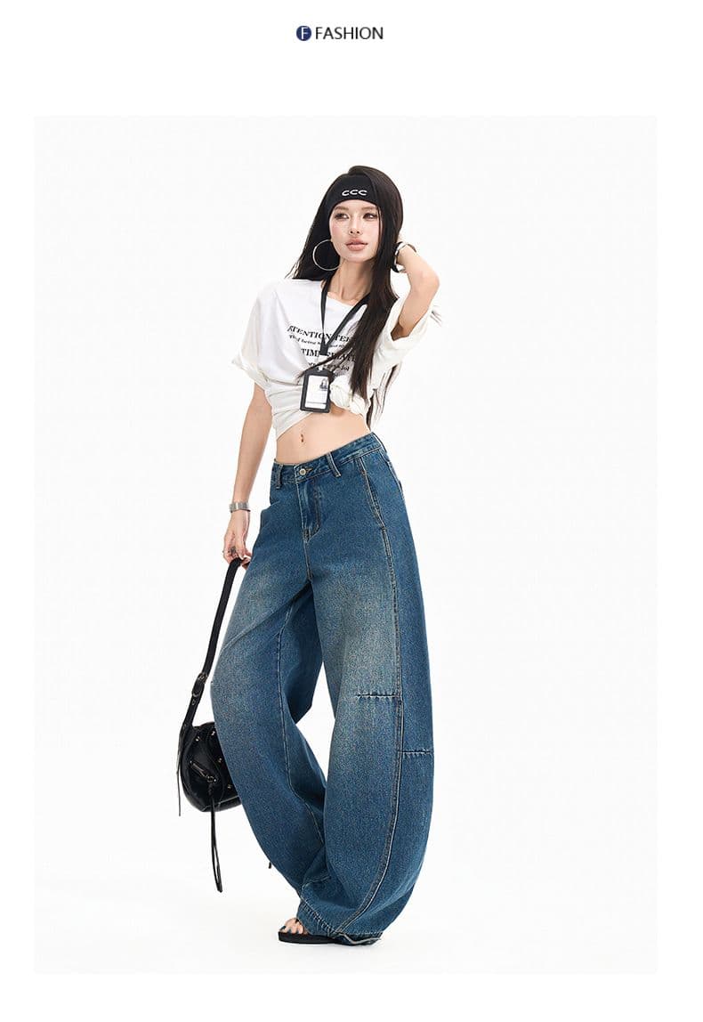 아메리칸 핫걸 레트로 모통이 칼 넓은 다리 청바지 여성 2026 새로운 루즈핏 디자인 센스 바닥 청소 바지 상세 이미지 13