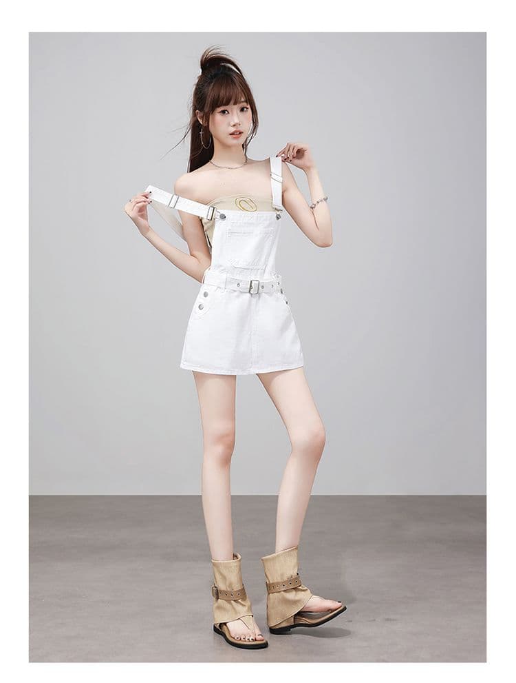 아메리칸 카키 데님 멜빵 치마바지 여성 여름 새로운 루즈핏 슬림해 보이는 다용도 디자인 센스 캐주얼 짧은 바지 트렌디 상세 이미지 27