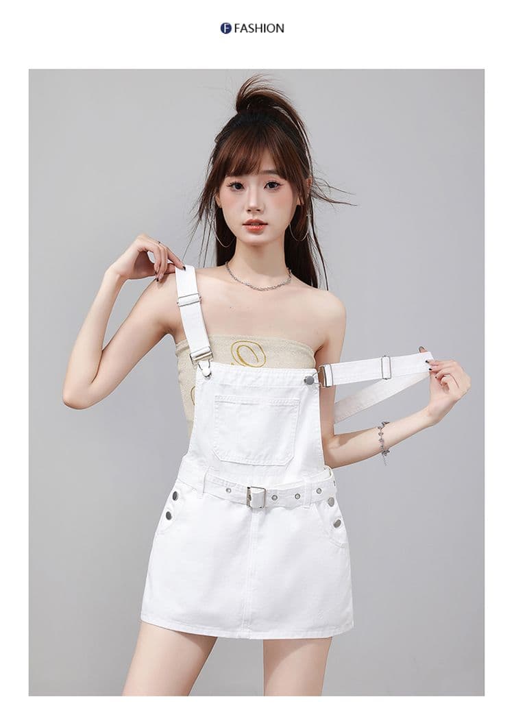 아메리칸 카키 데님 멜빵 치마바지 여성 여름 새로운 루즈핏 슬림해 보이는 다용도 디자인 센스 캐주얼 짧은 바지 트렌디 상세 이미지 29